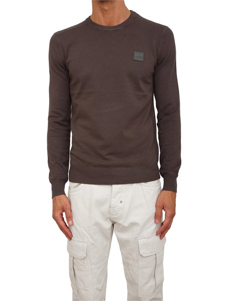 maglia antony morato slim fit in misto viscosa verde con patch logata mmsw01439ya500002