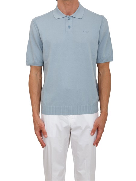 maglia azzurra boss uomo in cotone ricamo logo asac p50514223