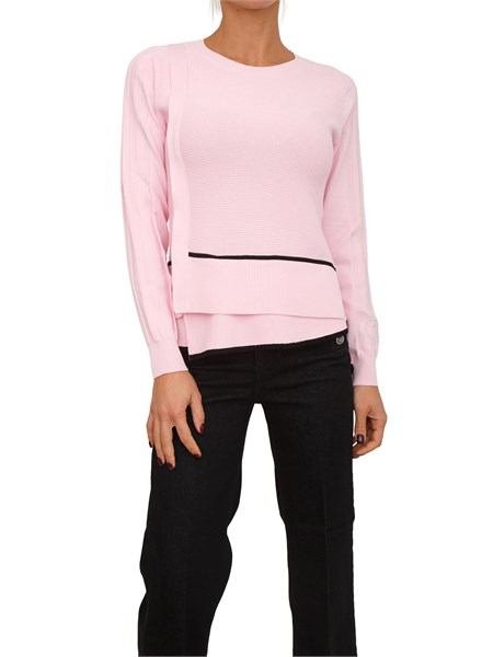 maglia girocollo liu jo donna in misto viscosa rosa tf5033ms63l