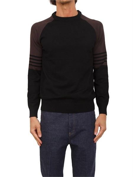 maglia girocollo richmond x uomo in misto lana nero e marrone uma25055ma