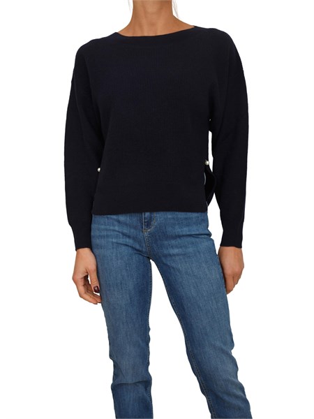 maglia liu jo donna in lana e cashmere blu cf5245ms019