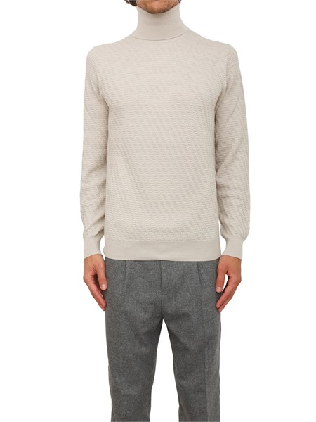 maglia lupetto paolo pecora in lana panna con lavorazione wave a034f009