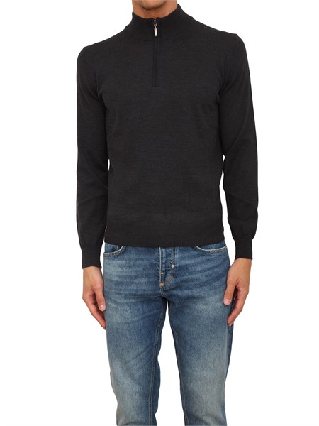maglia mezza zip manica lunga aiace galassi in pura lana grigia 1859006