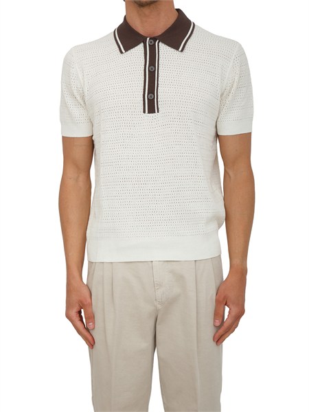 maglia polo paolo pecora in seta bianca lavorazione crochet a020f600