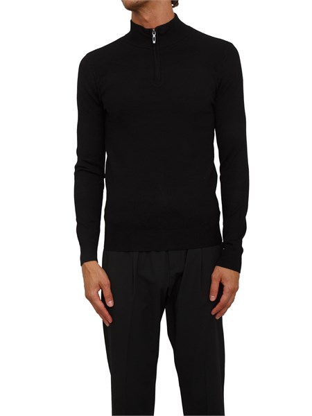 maglia slim fit antony morato in misto viscosa nera con mezza zip mmsw01542ya500002