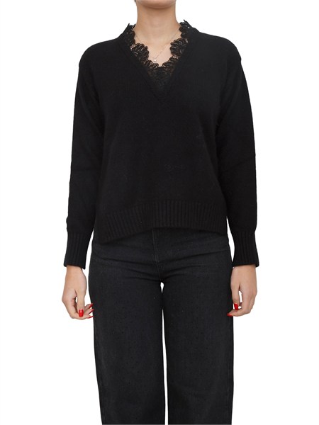 maglia twinset in misto angora nera 252tt3380