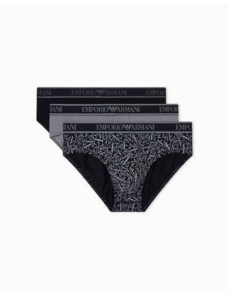 pack 3 slip emporio armani in cotone stretch bicolor em000369af10779