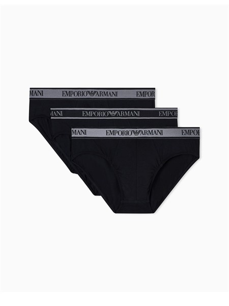 pack 3 slip emporio armani in cotone stretch nero em000258af10779