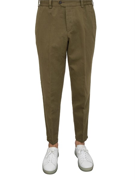 pantaloni uomo pt torino in gabardina di cotone verde con tasche alla francese rlrbb30rewbp71