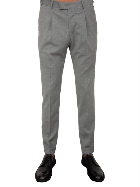 pantaloni uomo pt torino in gabardina di cotone grigio con linea carrot asmaza0cl1po35