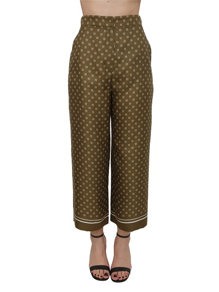 pantalone ottelia max mara studio in twill di seta verde stampata ottelia