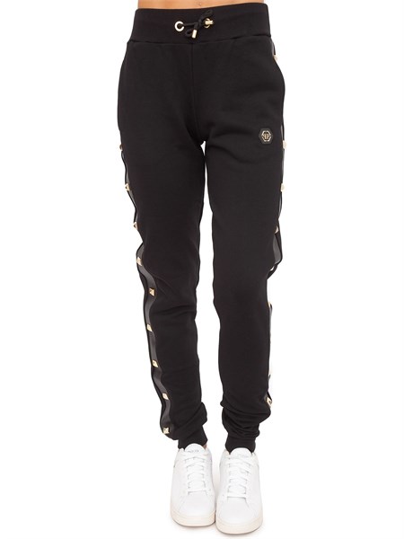 pantalone tuta donna philipp plein nero wjt1633pjy002n