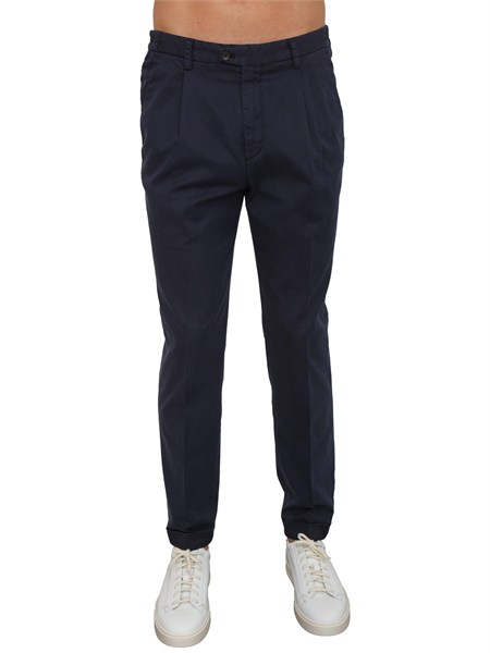 pantaloni chino aiace galassi in tencel e cotone blu dvr47g048
