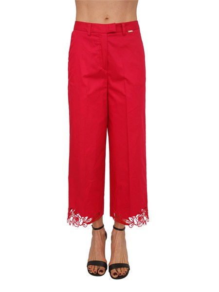 pantaloni fracomina in puro cotone fucsia con ricami fs26sv9001w400e5