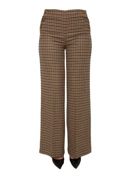 pantaloni twinset in saia di misto lana a fantasia check cammello 252tt2421