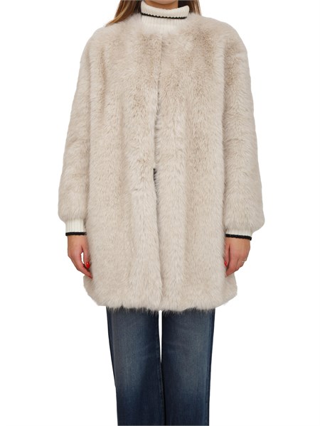 pelliccia midi eros max mara in tessuto effetto faux fur avorio eros