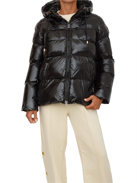 piumino pinko in crystal nylon nero con cappuccio eleodoroa2p7