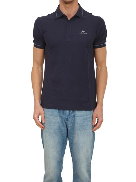 polo antony morato in cotone blu con logo mmks02665fa100083