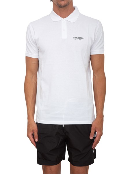 polo bianca bikkembergs swimwear uomo in cotone bkk26mpl01