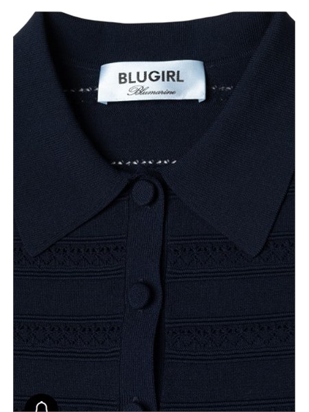 polo blugirl in viscosa pointelle blu ra6052ma89r