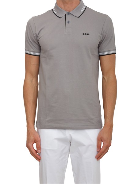 polo boss uomo in cotone elasticizzato grigio con profili paul50506193