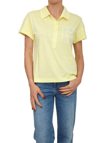 polo liu jo donna in cotone giacco con tasca strass ta6159js870