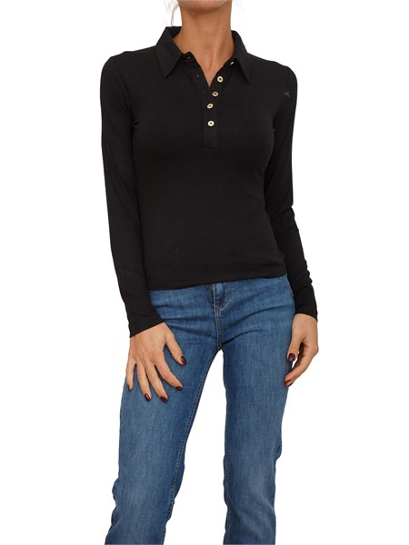 polo liu jo donna in jersey di viscosa stretch nera tf5283js360