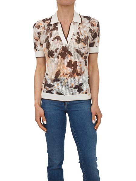 polo liu jo donna in maglia punzonata stampa fiori ta6286ma64r