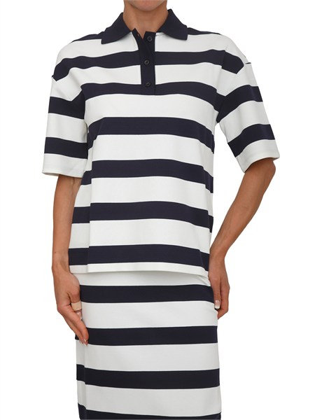 polo mmlabetaia max mara mm in misto viscosa bianca righe blu mmlabetaia