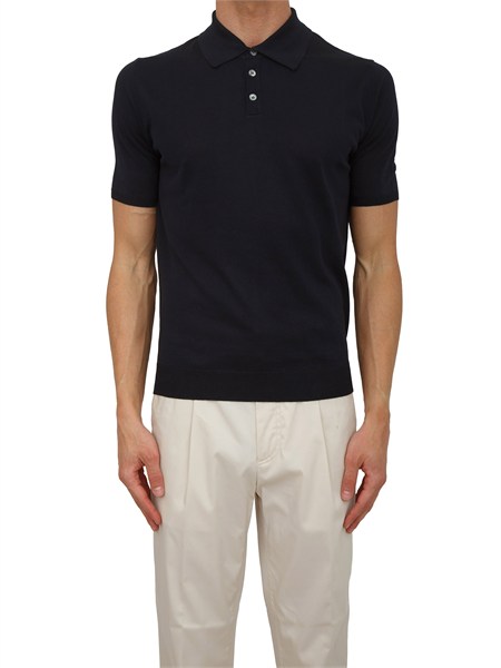 polo nera aiace galassi in maglia di seta e cotone 1461597