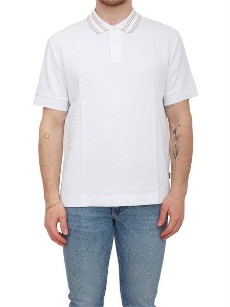 polo piano boss uomo in cotone lavorato bianco c piano4750558869