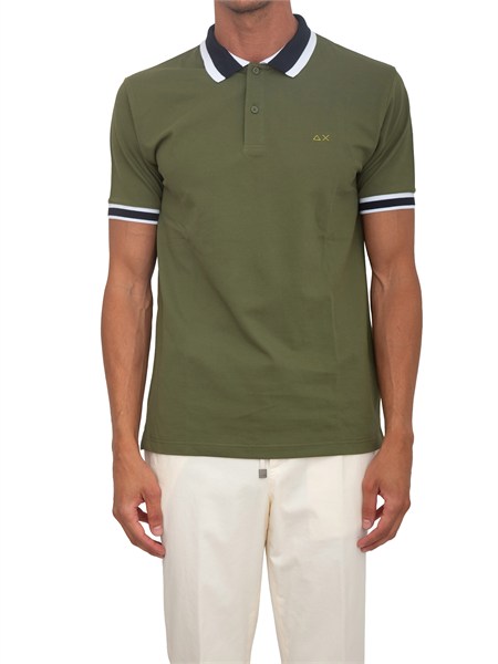 polo sun68 in cotone verde con profili a36117