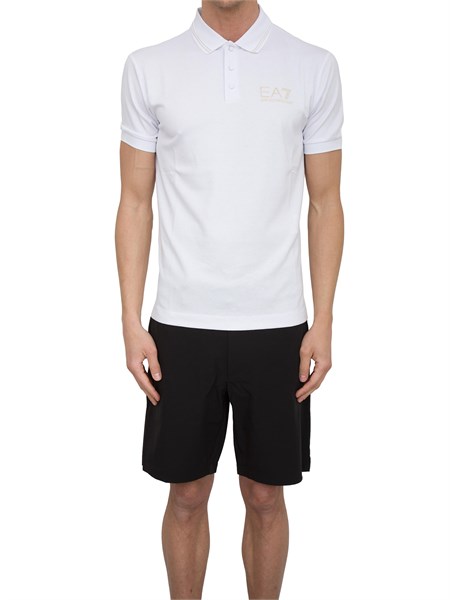 polo uomo ea7 emporio armani gold label in jersey di viscosa bianca 7m000300af13739