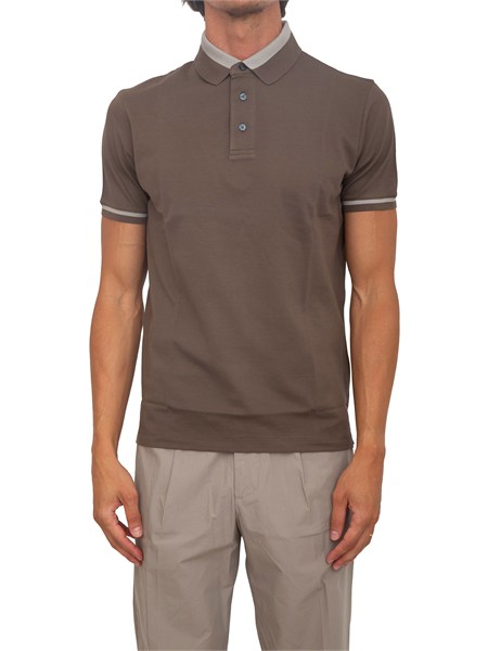 polo uomo emporio armani in cotone marrone con profili em005798af12955