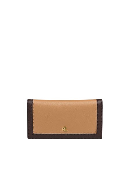 portafoglio lauren ralph lauren in pelle bicolor beige marrone slim432935353011