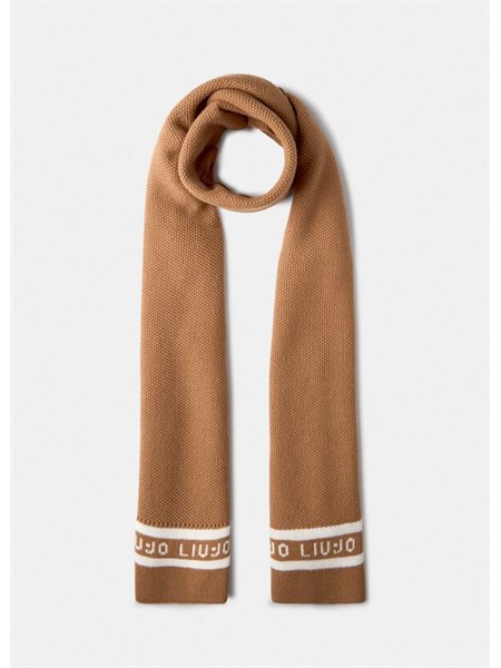 sciarpa liu jo donna cammello con logo tf5240ma92f