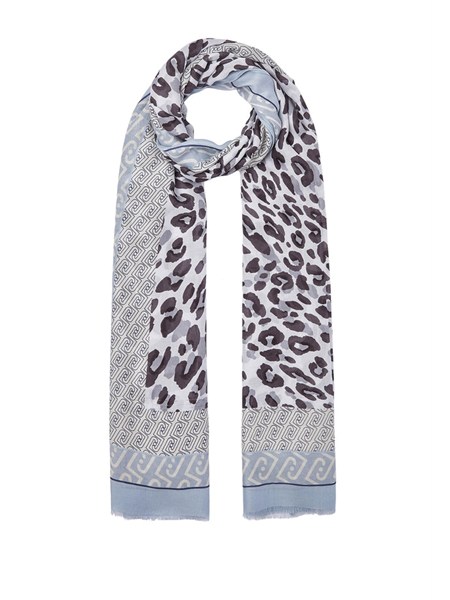 stola liu jo donna in tessuto stampa animalier azzurro 2a6041t4286