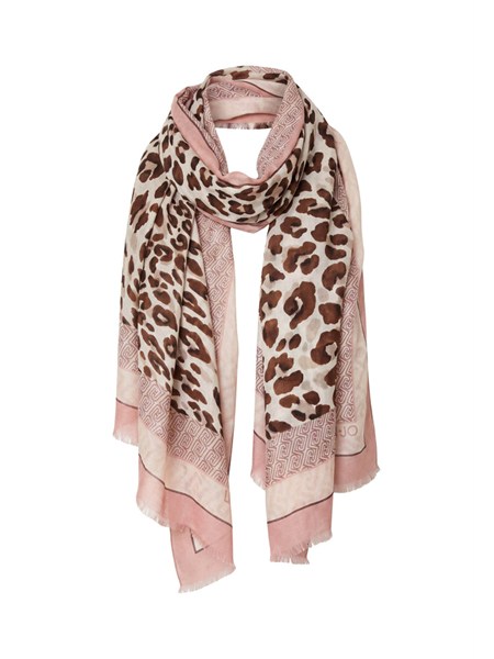 stola liu jo donna in tessuto stampa animalier rosa 2a6041t4286