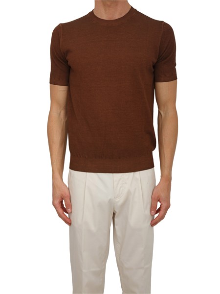 t shirt aiace galassi in maglia di puro cotone marrone 1461570