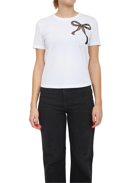 t shirt bianca twinet in cotone con inserto in organza 252tt2312