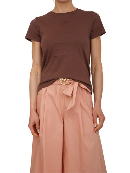 t shirt bussolotto pinko in jersey di cotone effetto old wash marrone bussolottoa339