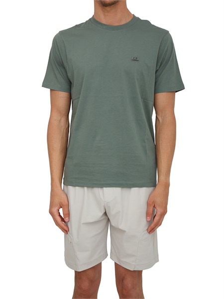 t shirt cp company in cotone verde con logo s726a005100w