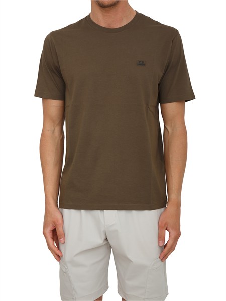 t shirt cp company in cotone verde kaki con logo s726a005100w