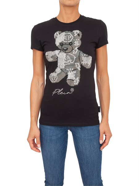 t shirt donna philipp plein nero wtk2542pjy002n