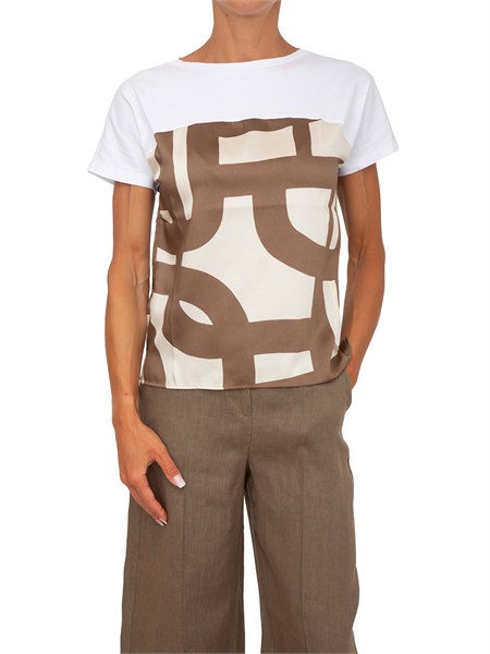 t shirt emmlampada emme marella in twill stampa marrone emmlampada