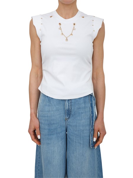 t shirt fracomina in misto cotone bianca con collana fr26st3026j40801