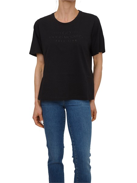 t shirt liu jo donna in cotone nero con scritte ta6267js923
