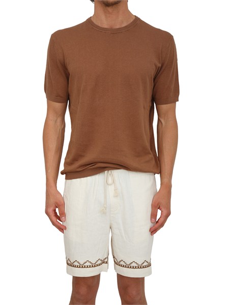 t shirt liu jo uomo in maglia di lino e cotone marrone qa6135ma08s