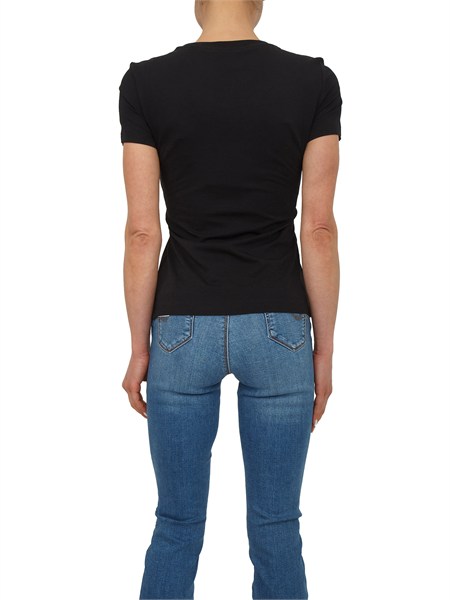 t shirt nera fracomina in cotone con ricamo e strass logo a cuore fr26st3002j401n5