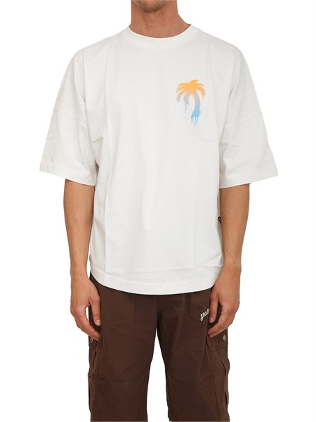 t shirt palm angels in cotone avorio stampa palma pmaa10bs26jer003